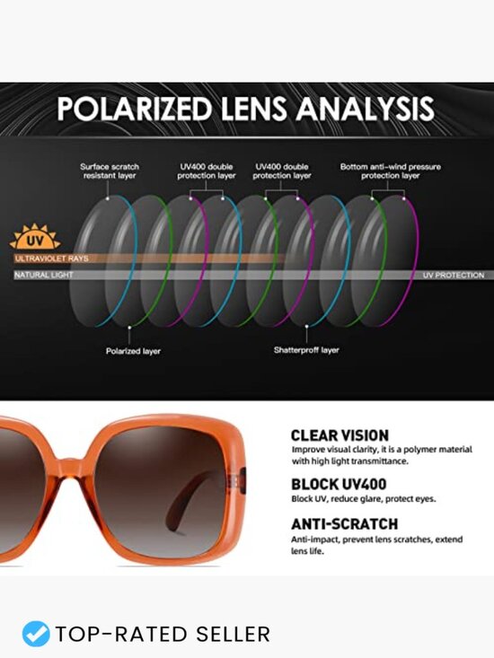 Oversized Square Polarized Sunglasses Retro UV400 Protection main image 4